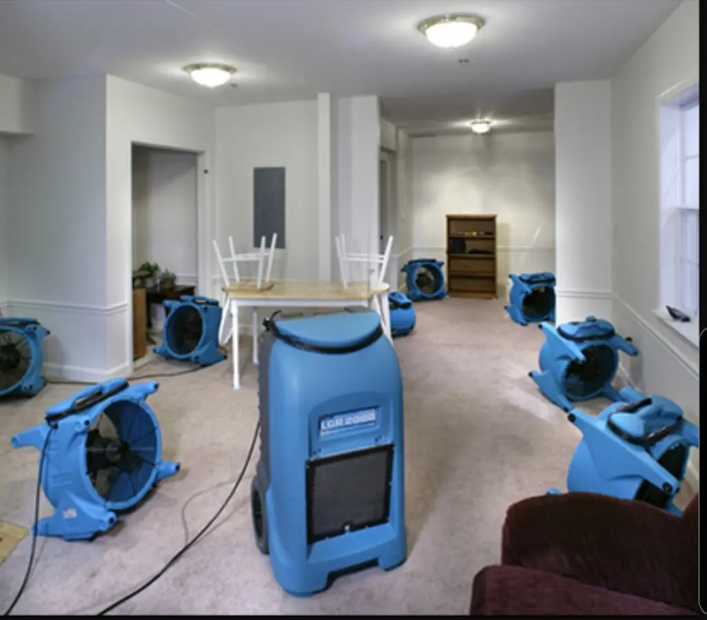 Air movers and dehumidifier setup for Water Damage Restoration in North Las Vegas